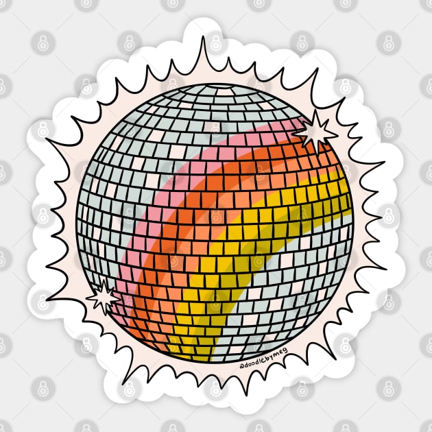 Rainbow Disco Ball Sticker by Doodle by Meg